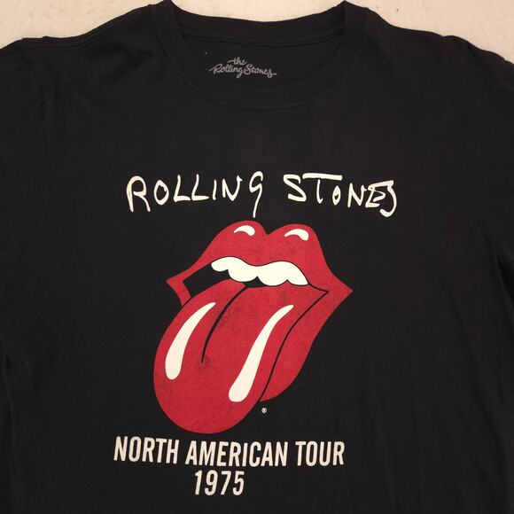 The Rolling Stones Band North American Tour 1975 Crew Neck T Shirt Mens Size L - Picture 1 of 9